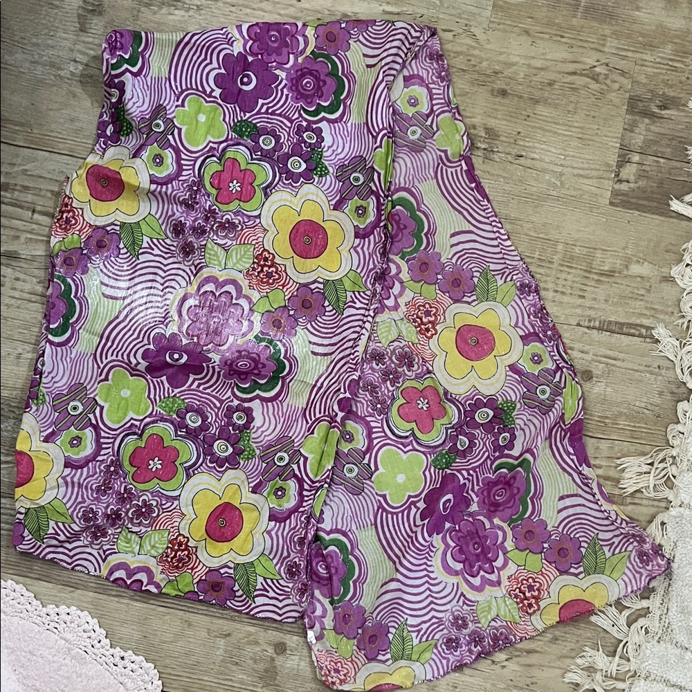 Floral Patterned Scarf in Purple and Green